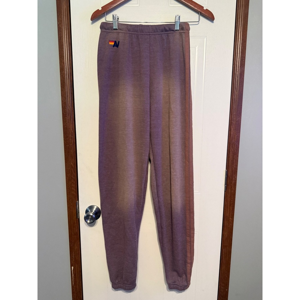 Aviator Nation 5 Stripe Sweatpants Purple Sun Faded Small Joggers Retro Surf